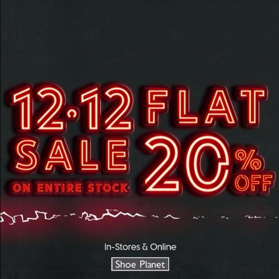 Shoe 1212 sale! Avail Flat 20 Off on entire stock, from 9th